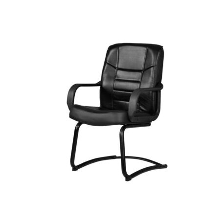 Silla de visita Alfaro con brazos, base de trineo, en piel Negro