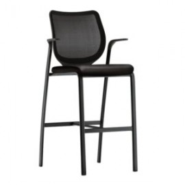 Banco operativo Nucleus asiento en piel y respaldo en mesh – NEGRO