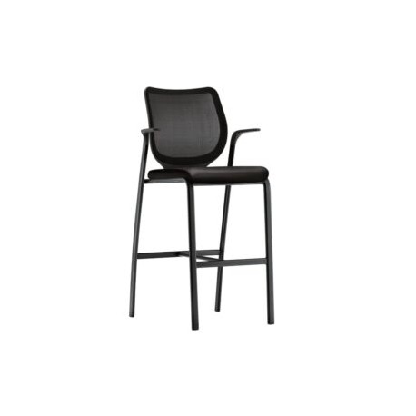 Banco operativo Nucleus asiento en piel y respaldo en mesh – NEGRO