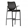 Banco operativo Nucleus asiento en piel y respaldo en mesh – NEGRO