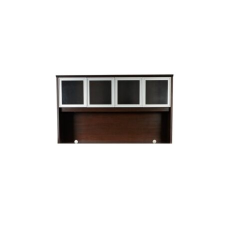 Librero Filo sobre Credenza con Puertas de Cristal 1.81x35x1.05 Walnut para oficina.