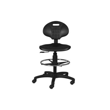 Silla cajero Industrial sin brazos, en poliuretano con aro cromado y rodajas